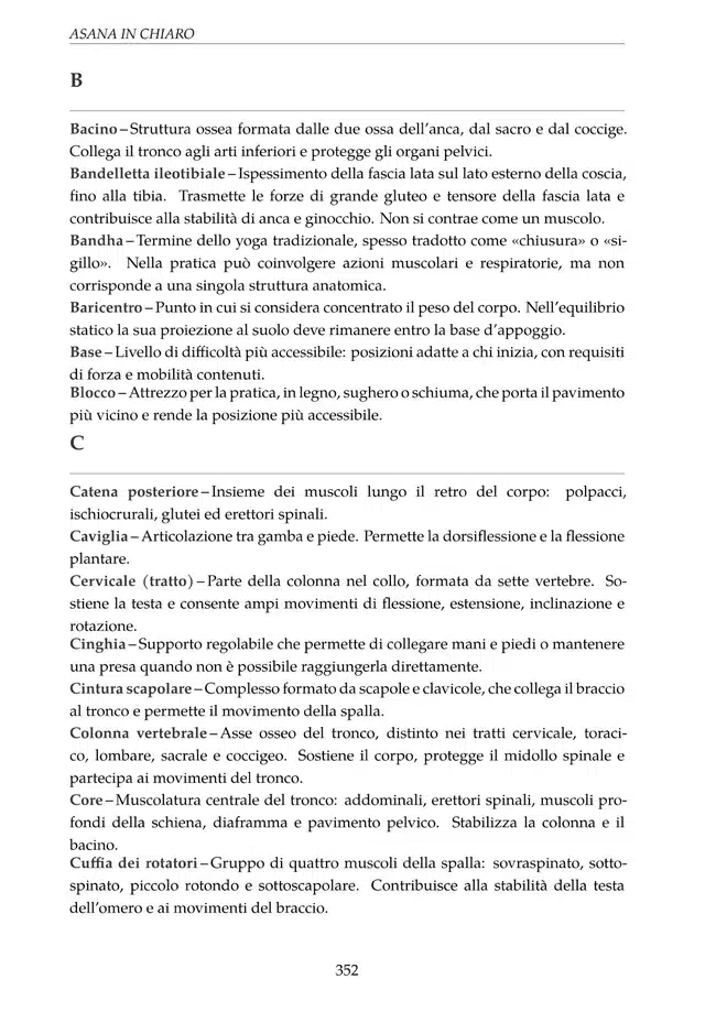 Pagina del glossario anatomico e dei termini tecnici