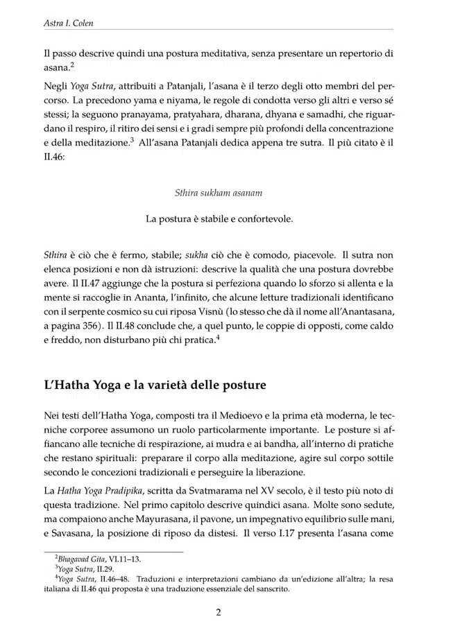 Pagina di Asana in Chiaro sulla storia delle asana, dagli Yoga Sutra alla tradizione dell’Hatha Yoga